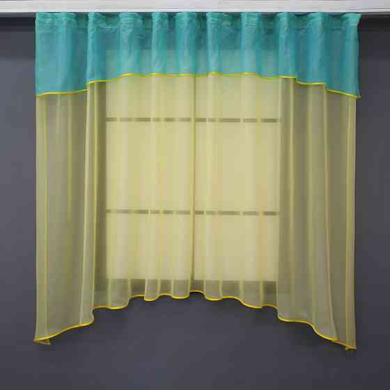 Кухонная гардина VR-Textil № 036к арка желтый с лазурным 280х170 см (52-0901) Киев