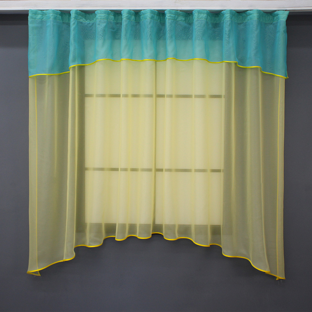 Кухонная гардина VR-Textil № 036к арка желтый с лазурным 280х170 см (52-0901) Киев - изображение 1