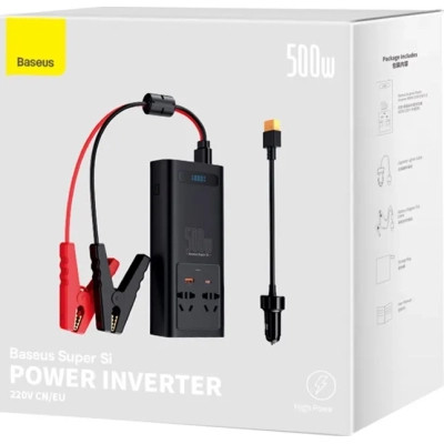 Автомобільний інвертор 12V/220V 500W Super Si Power Inverter CN/EU Black Baseus (CGNB000101) Вінниця - фото 8