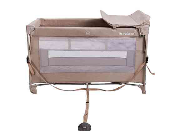 Ліжко-манеж дитяче з другим ярусом та пеленатором VELANO Tino, beige Київ