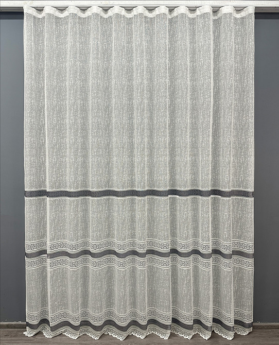 Тюль VR-Textil 1551т Bari Жакард Молочний з сірим 300х270 см (42-0471) Київ - фото 2