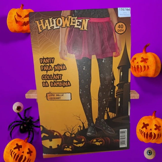 Дитячі колготки Кішки і гарбузики з блискітками на Хелловін 40 den 158-164 на 12-14 років чорний Київ