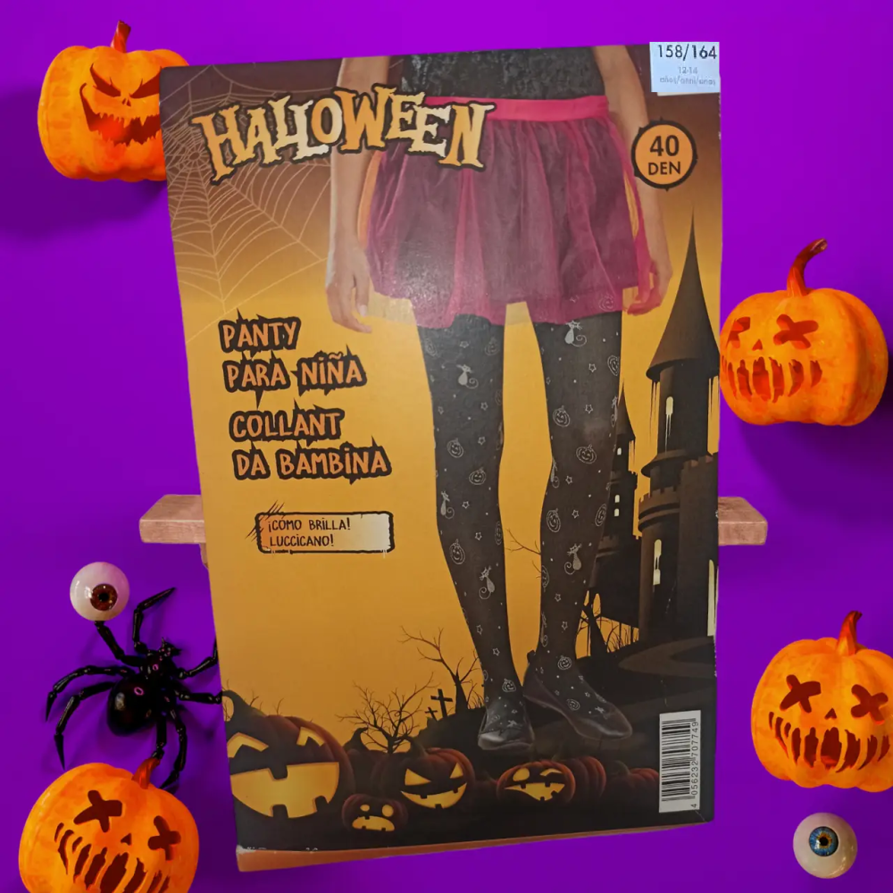 Дитячі колготки Кішки і гарбузики з блискітками на Хелловін 40 den 158-164 на 12-14 років чорний Київ - фото 1