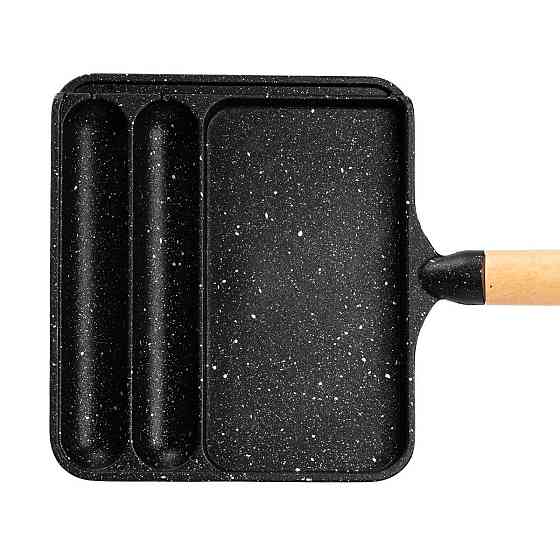 Прямокутна антипригарна сковорода на 3 секції чорна Київ