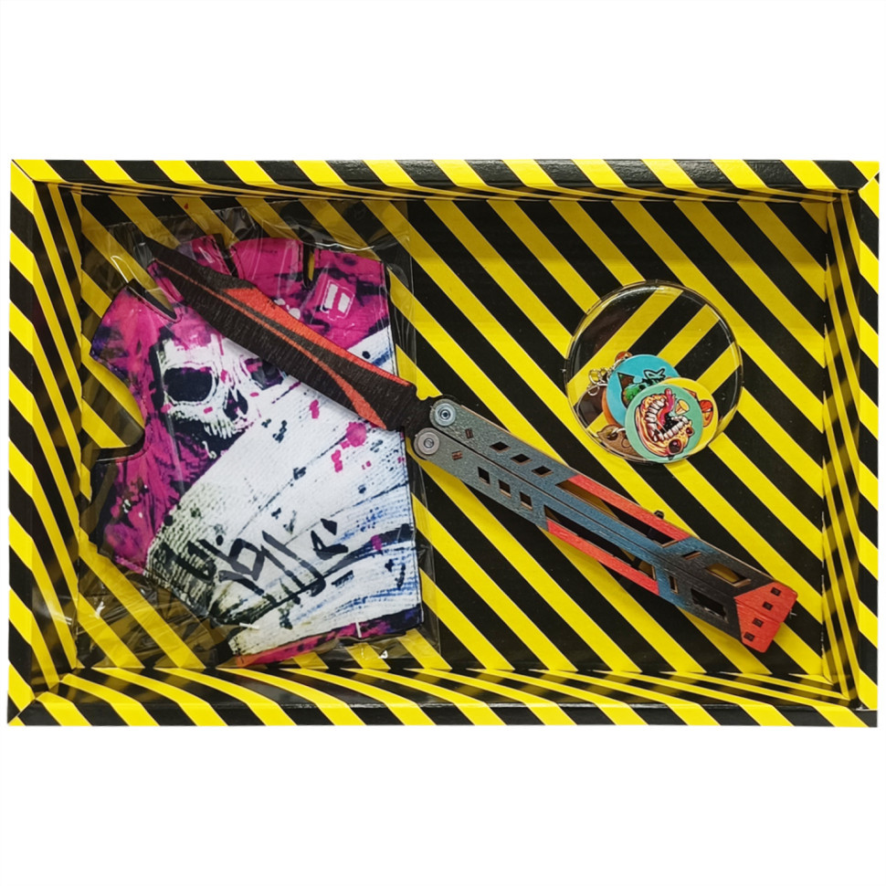 Сувенірні ножі дерев'яні набір BOX "Метелик BLACK WIDOW" BALW-B Вінниця - фото 1