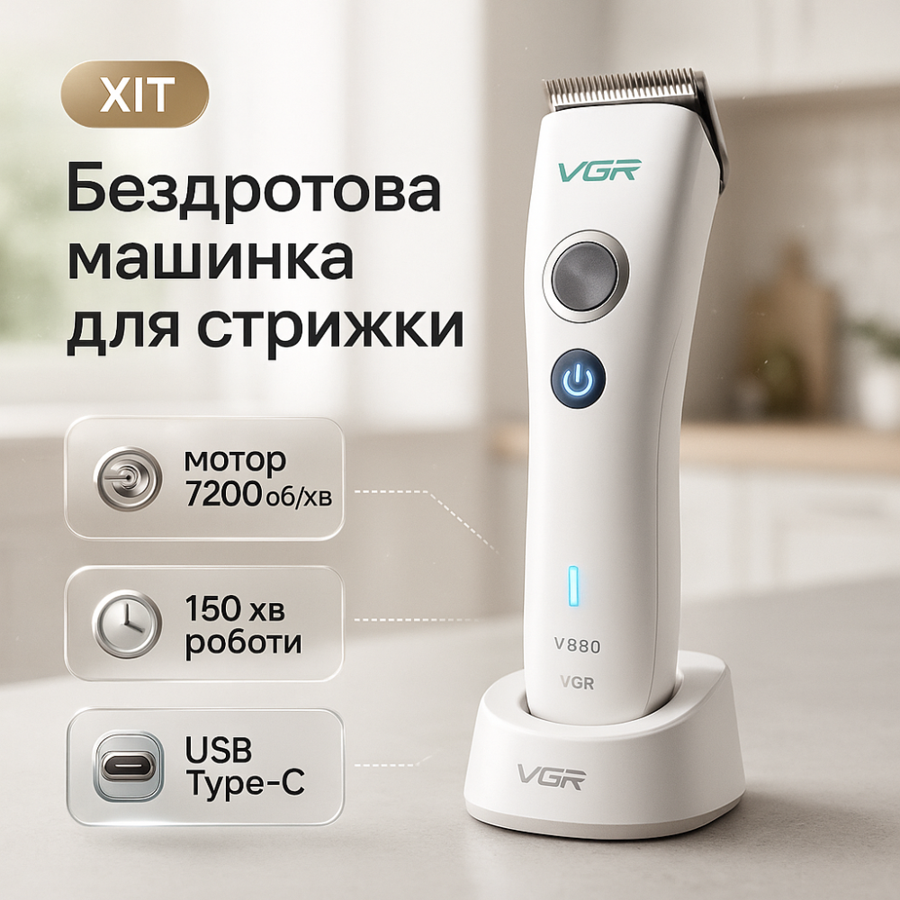Перукарські машинки професійні VGR V-880C, Тример для складної стрижки волосся, Тример для скронь UG-82 Львів - фото 17