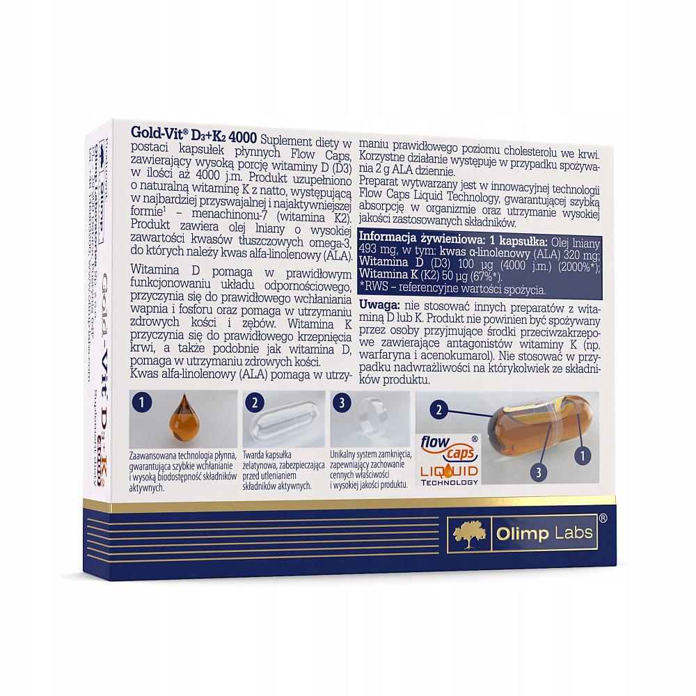 Olimp Gold Vit D3+K2 4000 IU 30 капсул Луцк - изображение 2