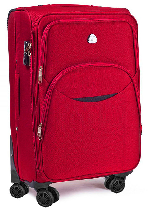 Чемодан тканевый WINGS 1708 средний 66 см красный с улыбкой 4 колеса Киев - изображение 1
