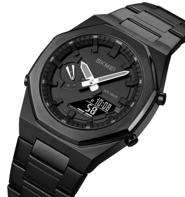 Мужские наручные часы на стальном браслете Skmei 1816 (Черный с черным циферблатом) Киев - изображение 6