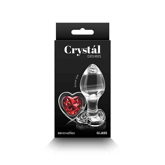 Скляна анальна пробка NS Novelties Crystal - Desires - Red Heart - Medium Sex Aura Київ