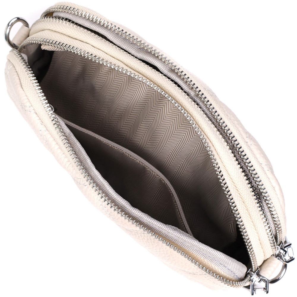 Модна жіноча сумка прошита ромбами з натуральної шкіри Vintage 22931 Білий Київ - фото 7