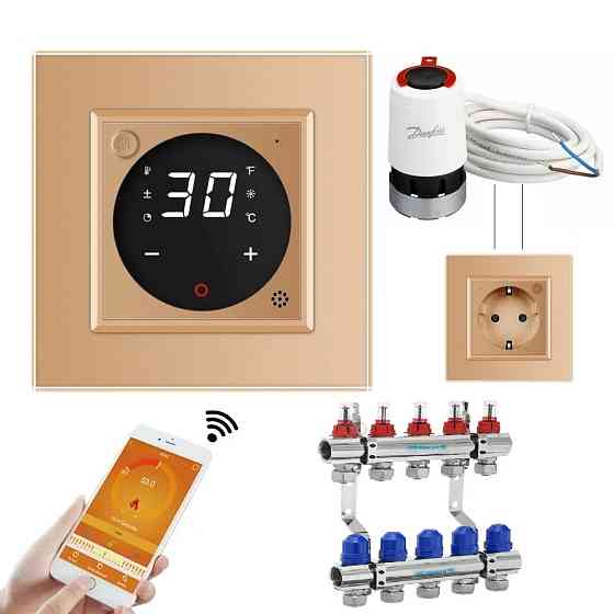 LIVOLO Комплект дистанційного керування водяною теплою підлогою LIVOLO золотий скло (VL-C7FCEZ- Коломыя