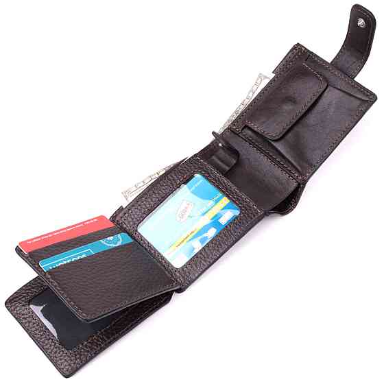 Практичне портмоне з люксової зернистої шкіри флотар Коричневий (GRANDE PELLE) Київ