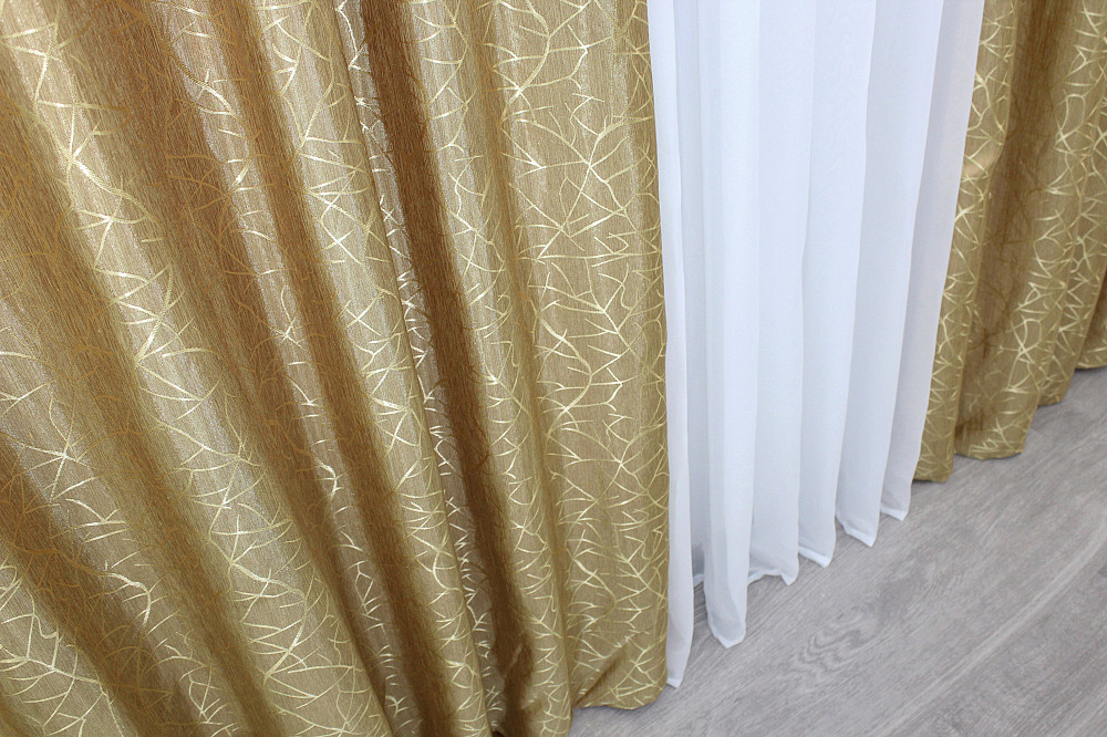 Комплект готових штор VR-Textil Жакард Савана № 672ш Золотистий 100х270 см 2 шт (31-379) Київ - фото 6