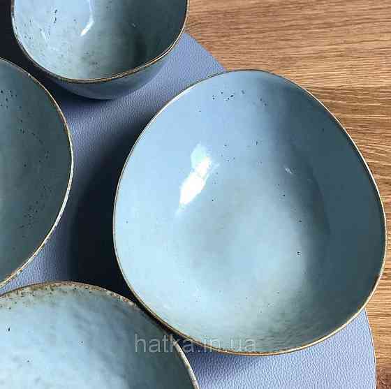 Салатник Olens "Retro" 20,5*17,5*6 см кераміка овальний блакитний для дому та ресторанів Київ