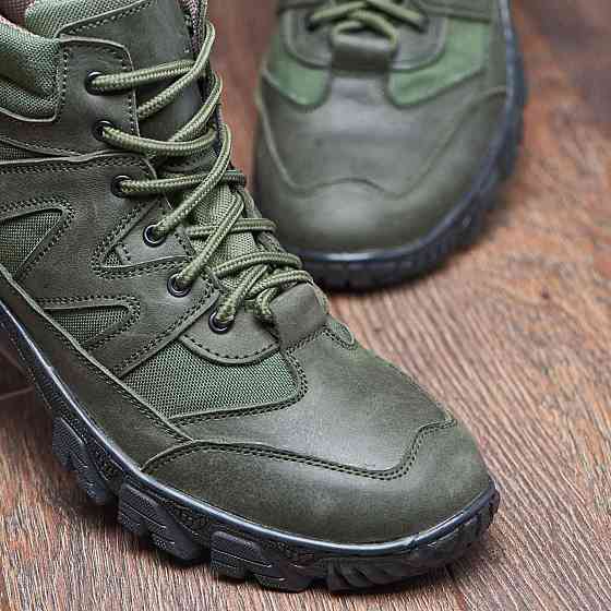 Тактичні черевики, шкіра та кордура, прошиті. Міцні ЗСУ Хакі Демі 41 (27) Харків