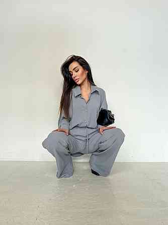 Женский стильный привлекательный костюм американский креп Серый, 42/44 Одесса