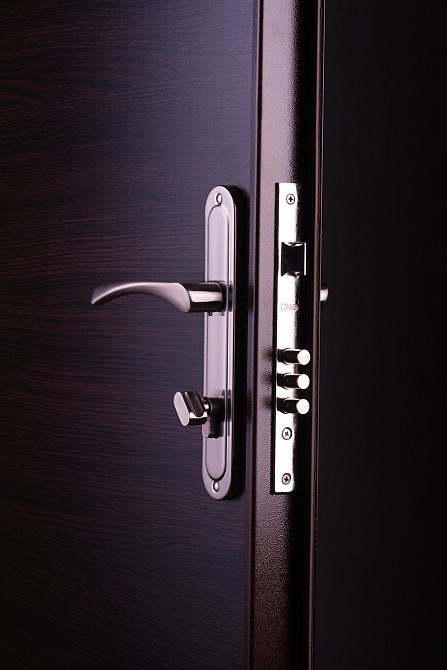 Двері Метал/ДСП+притвор, ПОЛУТОРНІ, Шагрень 8017 зовні, всередині ДСП 16 мм, товщина короба 80 мм, полотно 50 1200 Київ - фото 2