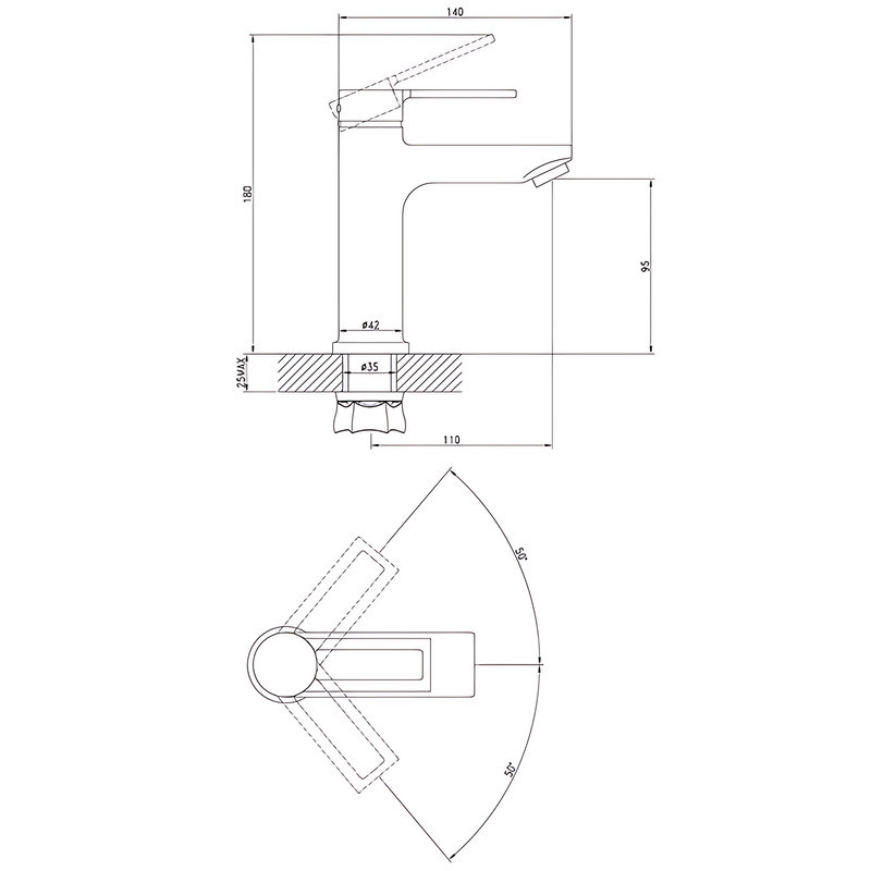 Смеситель для умывальника Zerix NEL1-125 ZX5979 Харьков - изображение 2