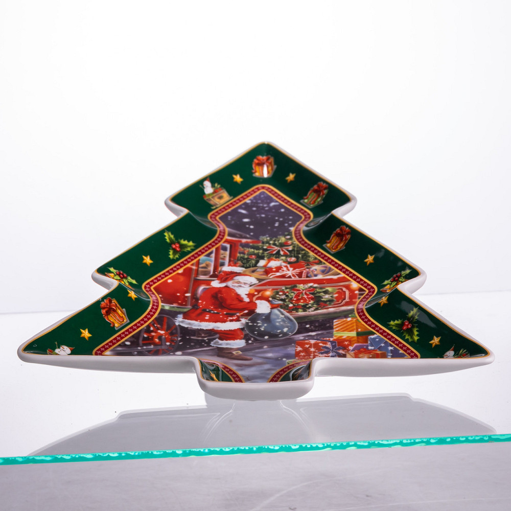 Yiwu Сервірувальне новорічне блюдо для закусок з порцеляни Santa 29×24×2 (см) HP-SDHK-18 Коломия - фото 3