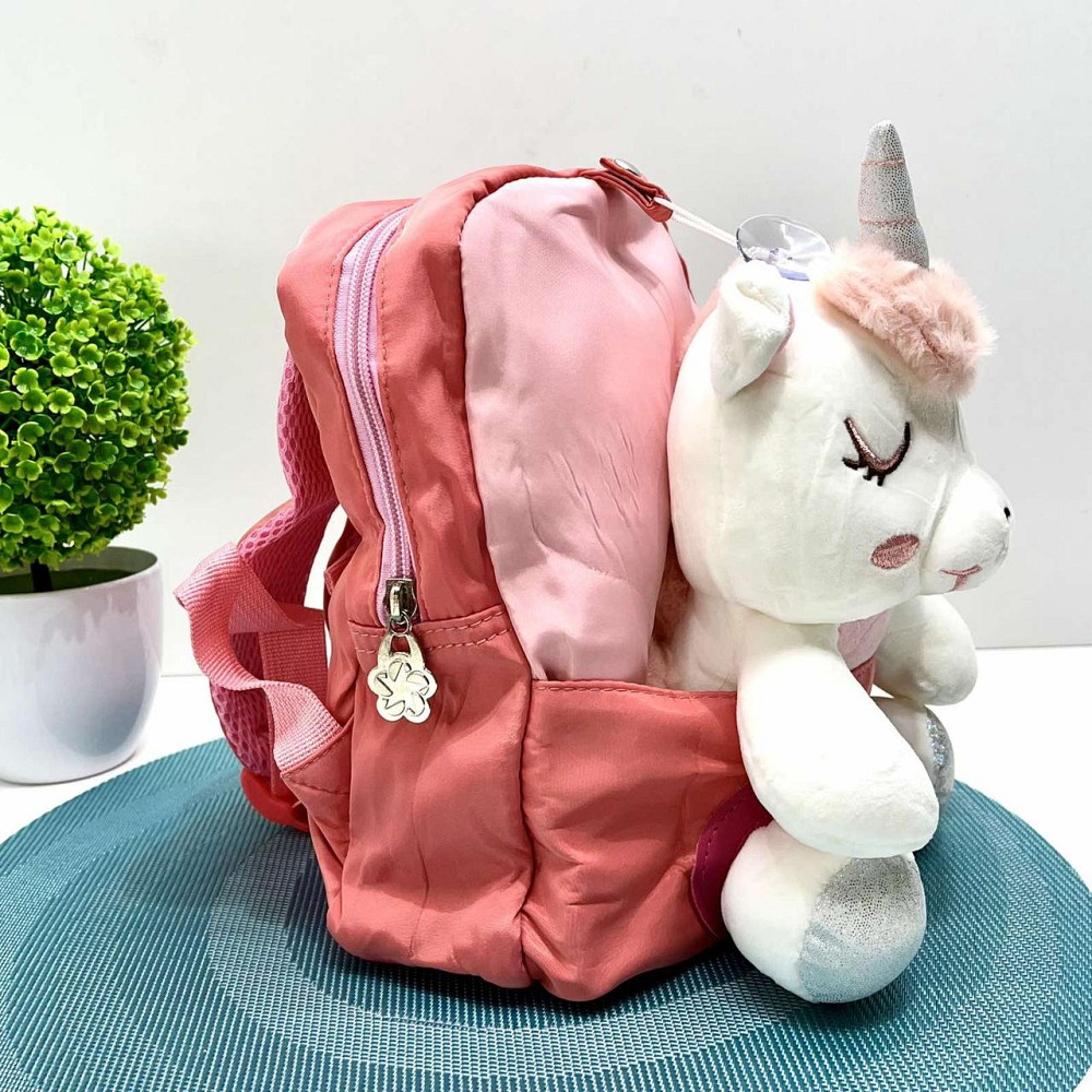 Рюкзак з м'якою іграшкою Єдиноріг 1 відділення 20см Кораловий (FG24032735B) Чернігів - фото 2