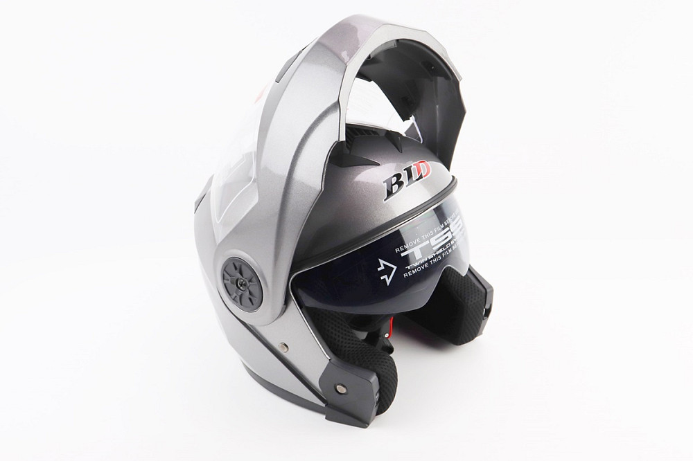 Шолом модуляр, закритий з відкидним підборіддям+відкидні окуляри BLD-159 М (57-58см), СІРИЙ глянець Київ - фото 2
