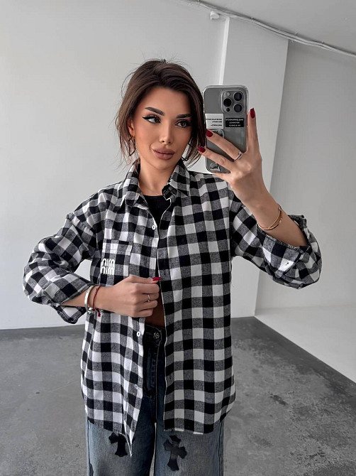 Женская рубашка в клетку (с накатом) 48-50, клетка 31 Одесса - изображение 3