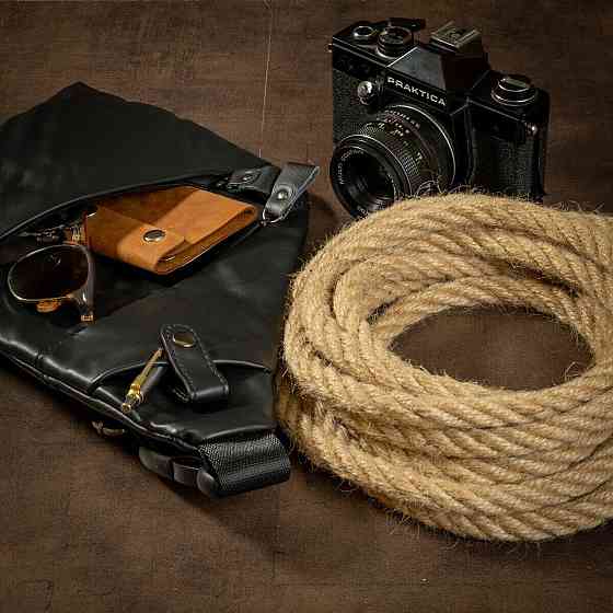 Практичная сумка через плечо кожаная 14997 Vintage Черная Киев