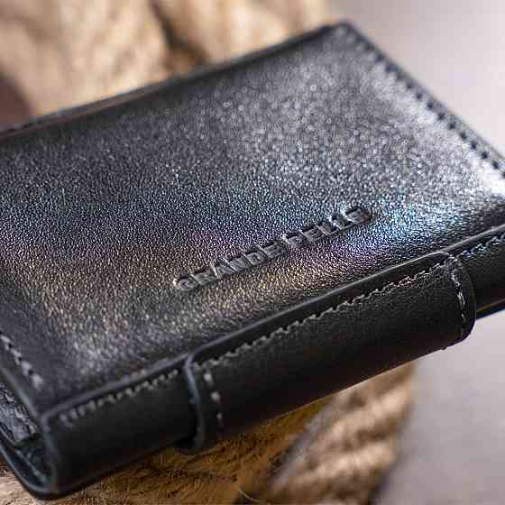 Візитниця для карток глянцева з натуральної шкіри Чорна (GRANDE PELLE) Київ