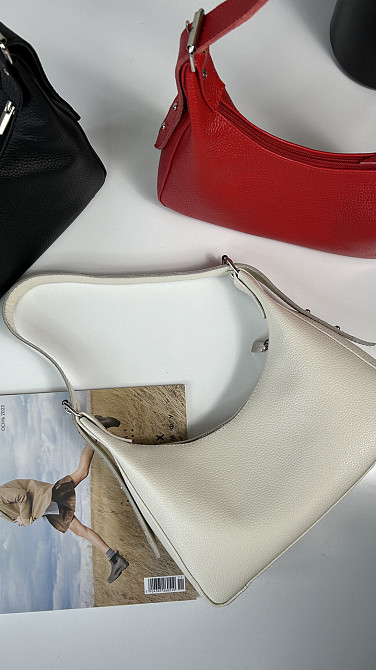 Женская кожаная сумочка, Стильная сумка из натуральной кожи, Маленькая бежевая сумка на плечеMasterSem Киев - изображение 5