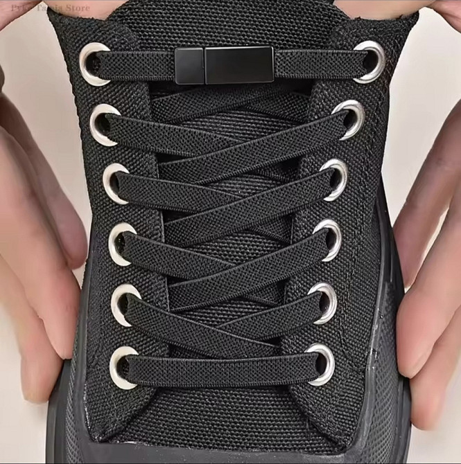 Еластичні шнурки без зав'язок з магнітними застібками Чорний Смела - изображение 1