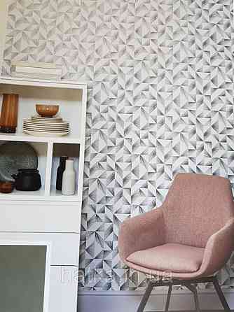 Шпалери вінілові на флізелін Marburg 31843 New modern геометрія смужки віялом срібні фігури світло сірі Київ