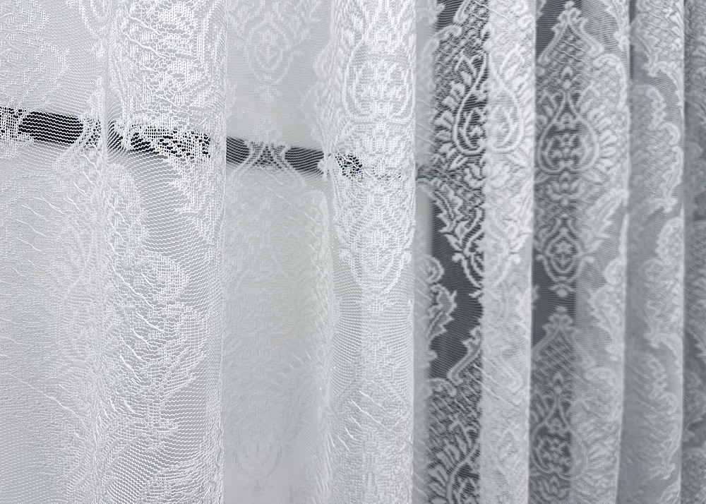 Тюль жаккард VR-Textil Корона № 1320т Арка на кухню цвет белый 300х150 см (53-0016) Киев - изображение 4