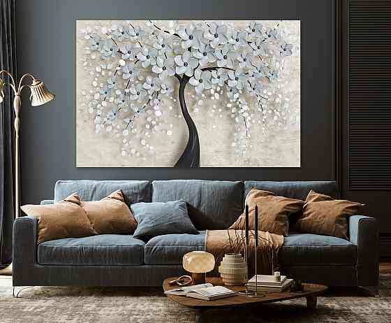 Картина полотно у вітальню / спальню    Дерево в квітах    MLP_206   ( 60х30см ) 90х180см Київ