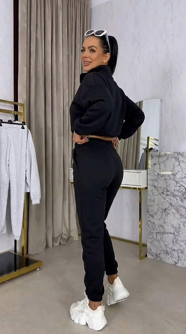 Женский плюшевый прогулочный костюм двойка из велюра Черный, 42/44 Одесса - изображение 2