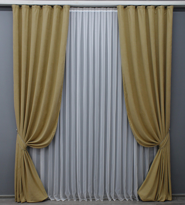 Комплект готовых штор VR-Textil Микровелюр Petek № 1515ш Песочный 150х290 см 2 шт (33-0399) Киев - изображение 2