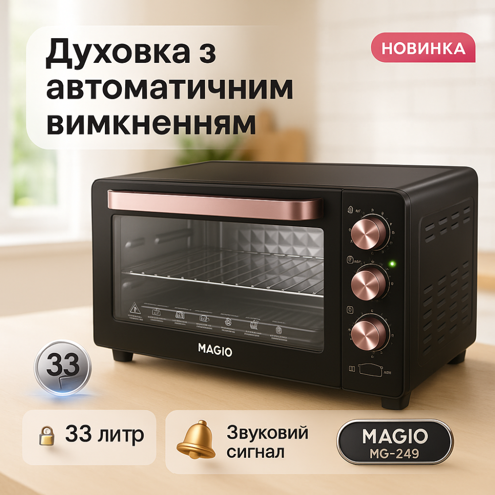 Печі електричні MAGIO MG-249 33л 1500Вт, Духовка електрична настільна, Міні духовка електрична SK-60 Львів - фото 9