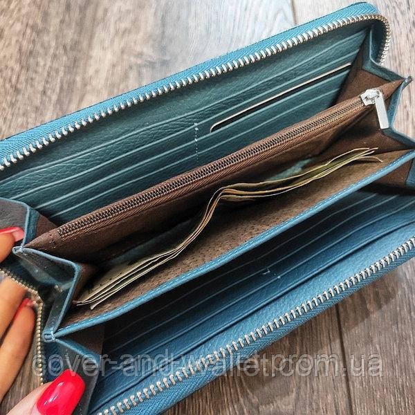 Бірюзовий лаковий жіночий гаманець на блискавці з натуральної шкіри Hassion Київ - фото 9