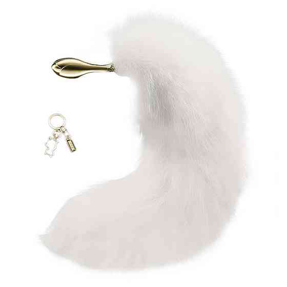 Металева анальна пробка Лисий хвіст LOCKINK SEVANDA White Fox-Tail Anal Rose-shape Plug Sex Aura Київ