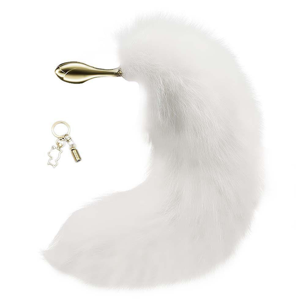 Металлическая анальная пробка Лисий хвост LOCKINK SEVANDA White Fox-Tail Anal Rose-shape Plug Sex Aura Киев - изображение 4