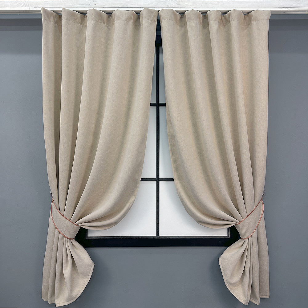 Комплект коротких штор VR-Textil Блэкаут двусторонний Eclipsе № 1789ш Бежевый 130х170 см 2 шт (35-0390) Киев - изображение 1