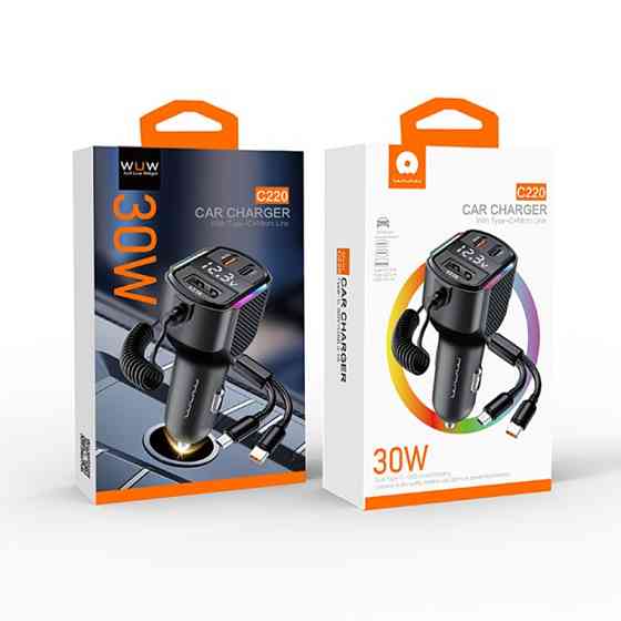 Автомобильное зарядное устройство с FM-модулятором WUW-C220 Black Одесса