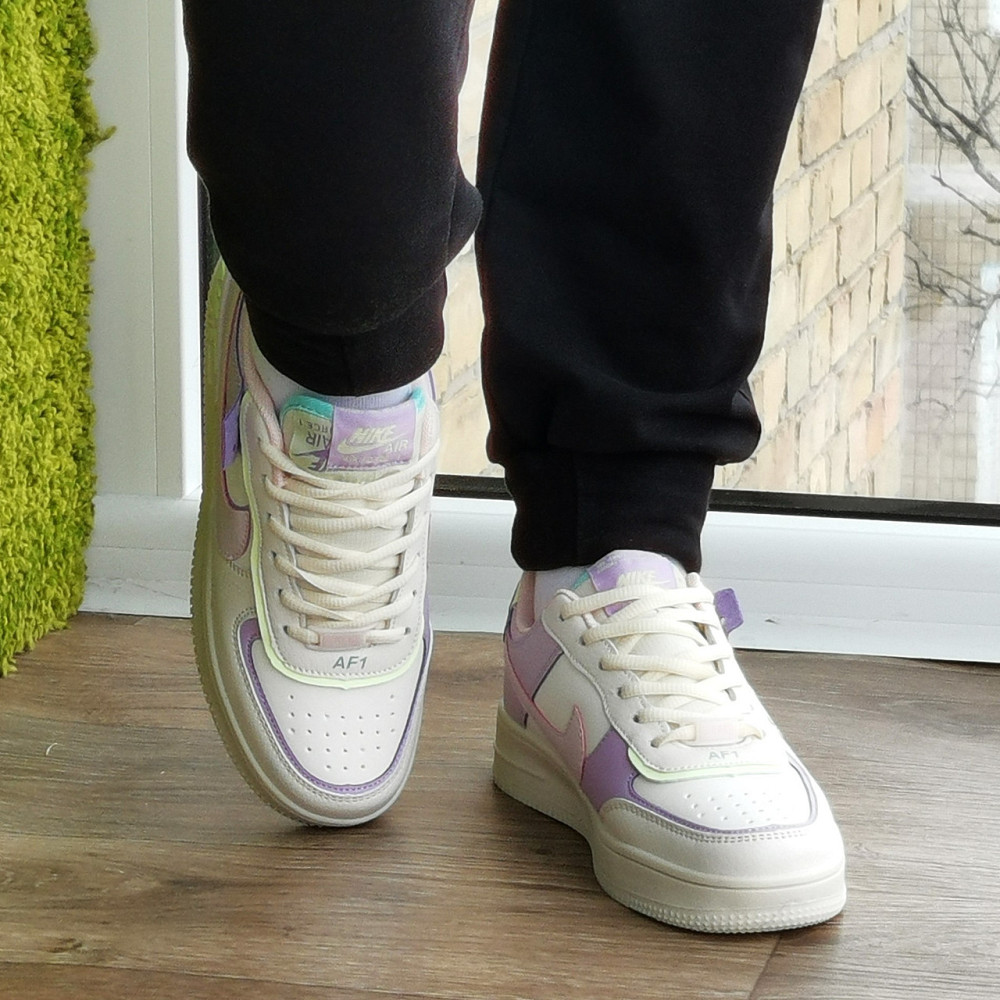 Кросівки Nike Force Білі Жіночі Квітн Шкіряні Форси Різнобарвні Найк (розміри: 36,37,38,39,40,41) - 25 Дніпро - фото 9