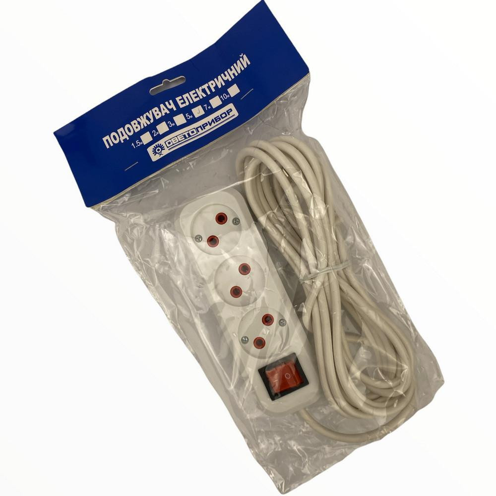 Подовжувач 3-ий з кнопкою 10м 5833-5 "Светоприбор" Харків - фото 1