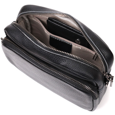 Сумка Vintage Компактная женская кросс-боди из натуральной кожи Черная (22294) Винница - изображение 11