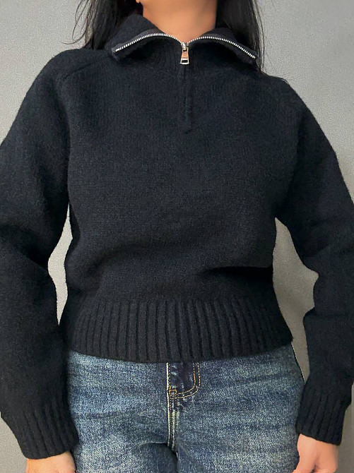 Светр жіночий A-N 1780 з коміром на блискавці оверсайз one size, чорний, one size Київ - фото 6