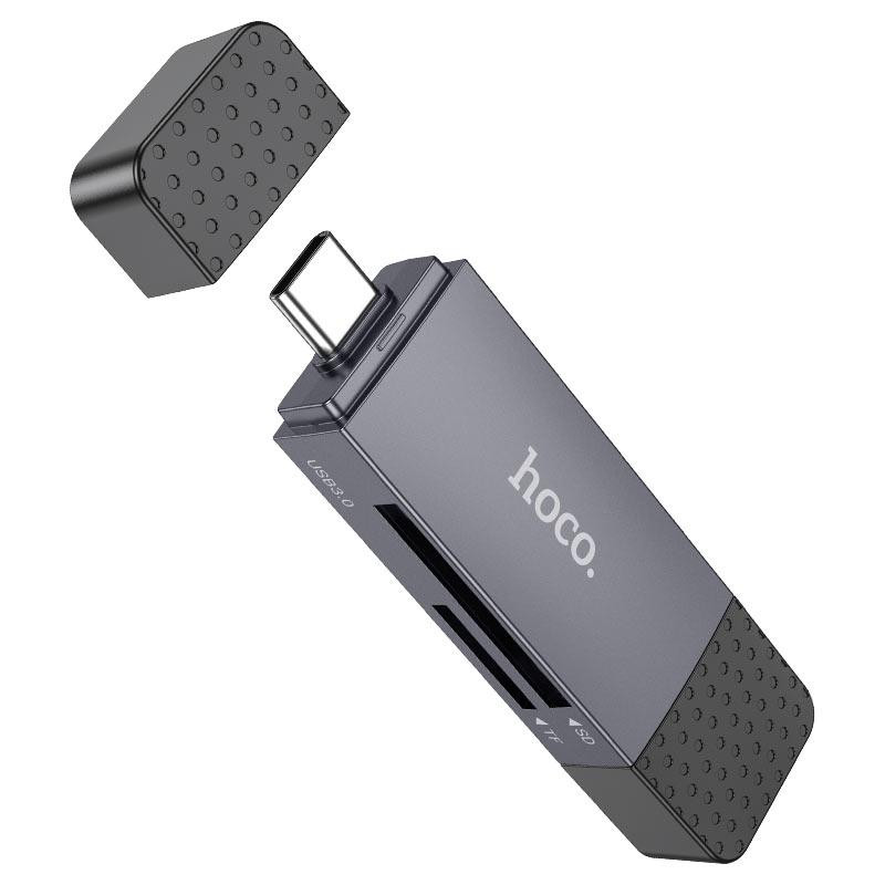 Кардрідер HOCO HB45 Spirit 2-in-1 USB/Type-C 3.0 card reader Metal gray Одесса - изображение 4