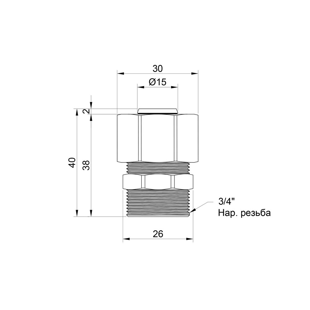 Перехідник обтискний Thermo Alliance Standart 20х3/4" НР SD154W2020 Київ - фото 8