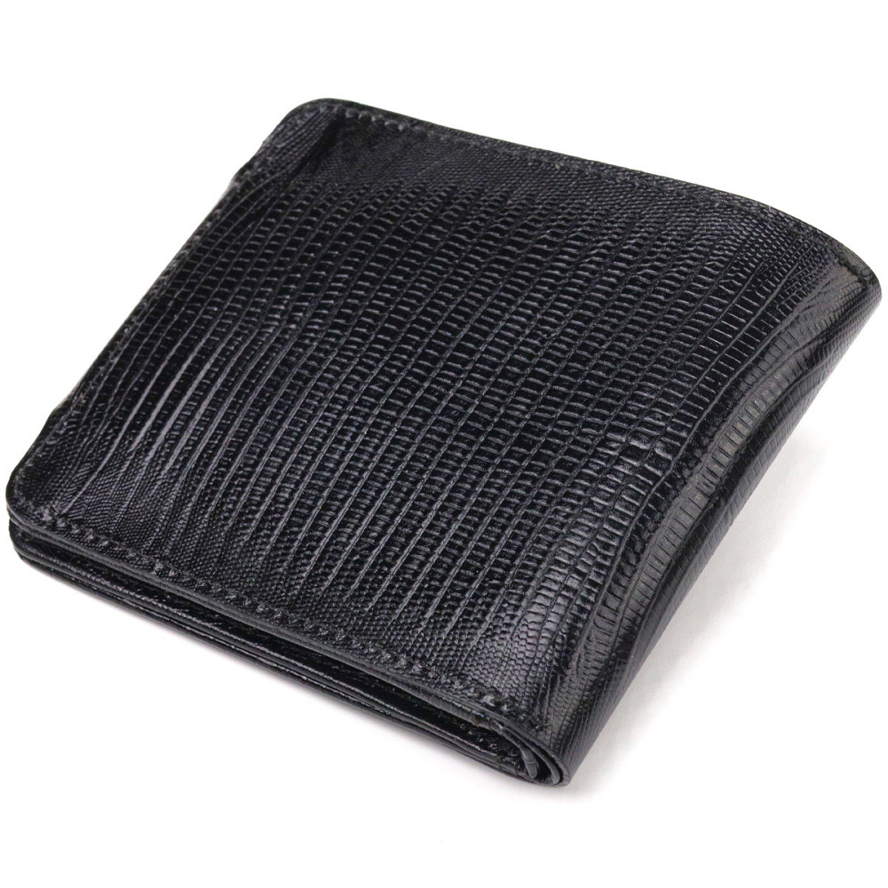 Портмоне для мужчин в два сложения из натуральной фактурной кожи Черное (CANPELLINI) Киев - изображение 6