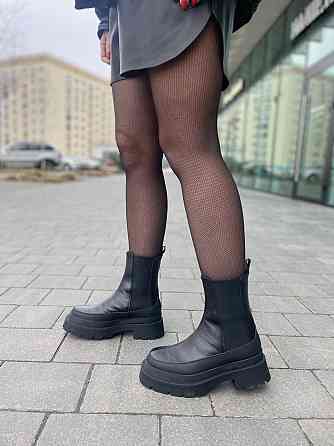 Nikos Жіночі черевики Niko's чорні натуральна шкіра з хутром висота 20 см (2101/181) Коломыя